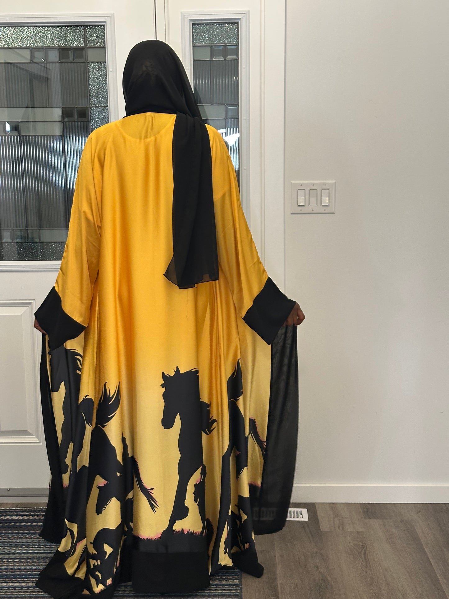 Satin print abaya 01