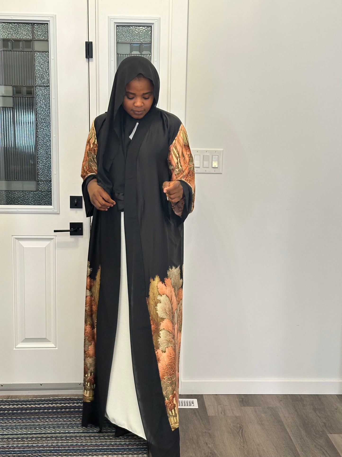 Satin print abaya - 03