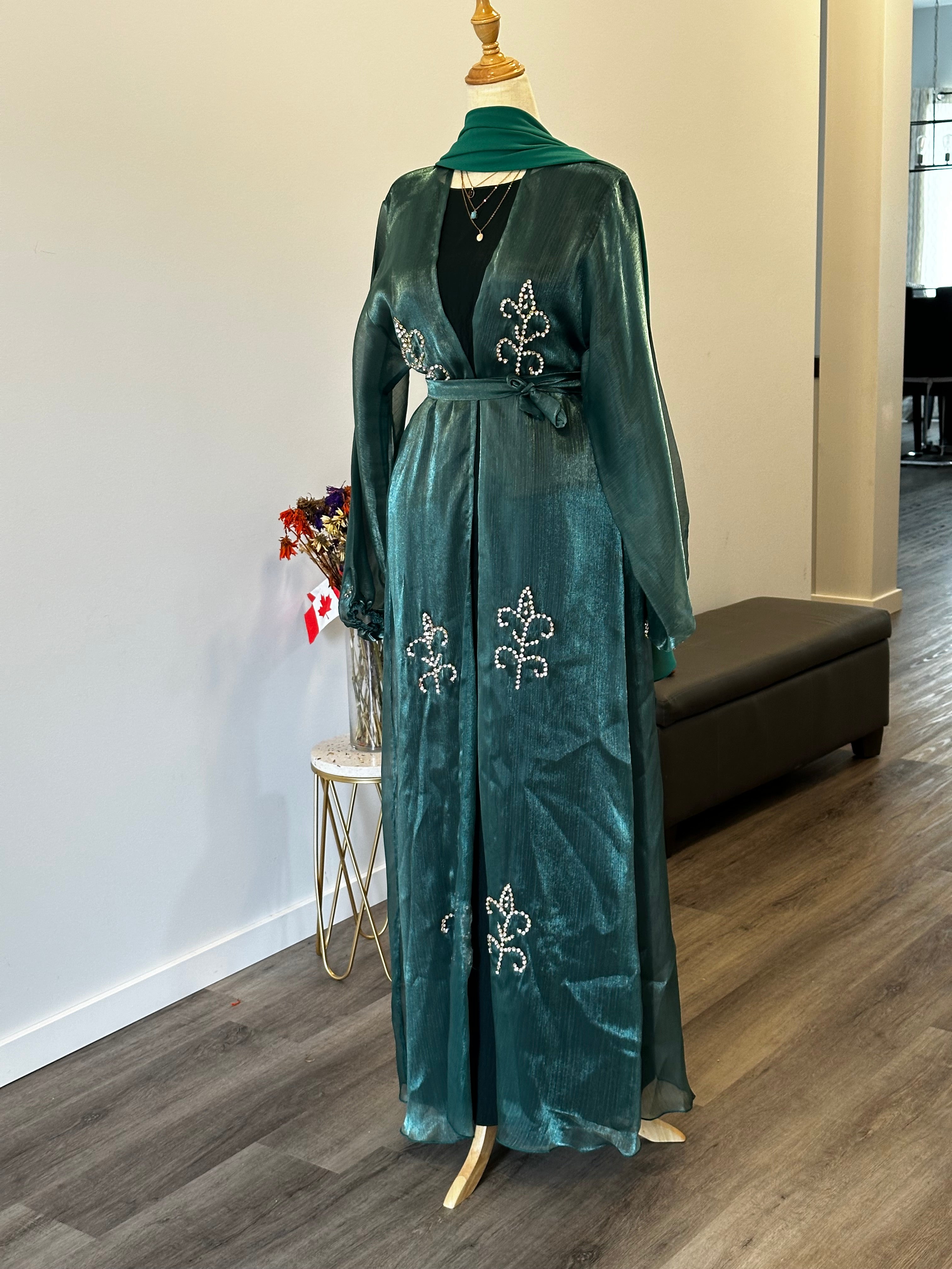 Abaya Rahma green MAMNA Modest Shop