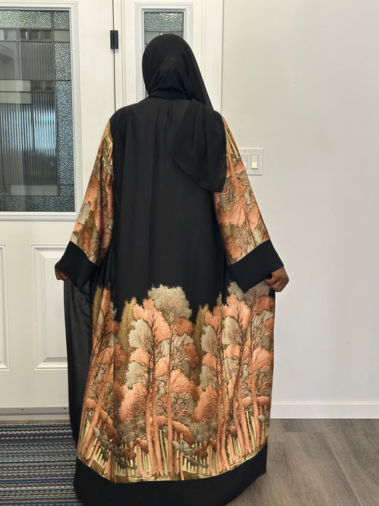 Satin print abaya - 03