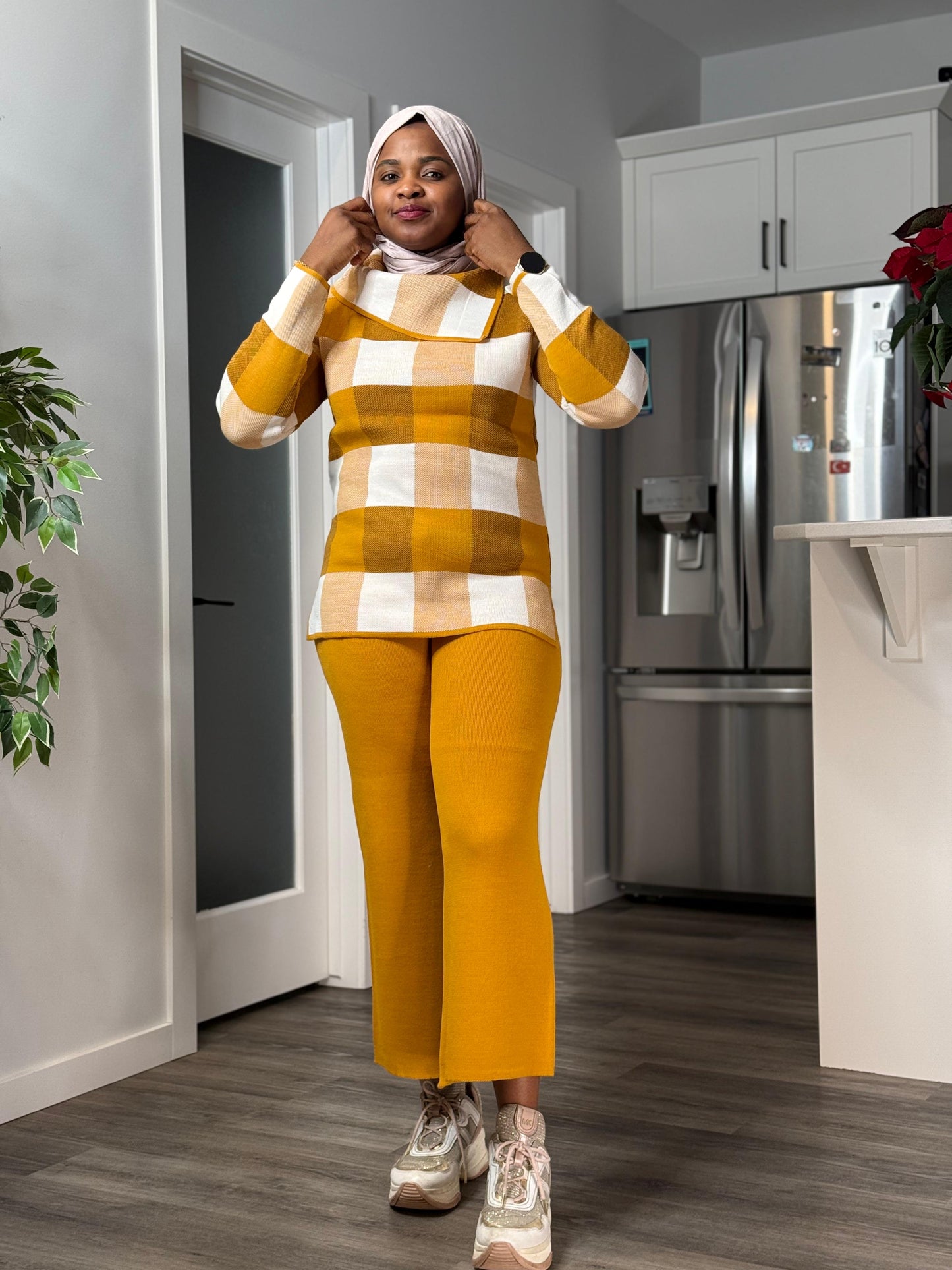 Checkered Co Ord Set - Mustard