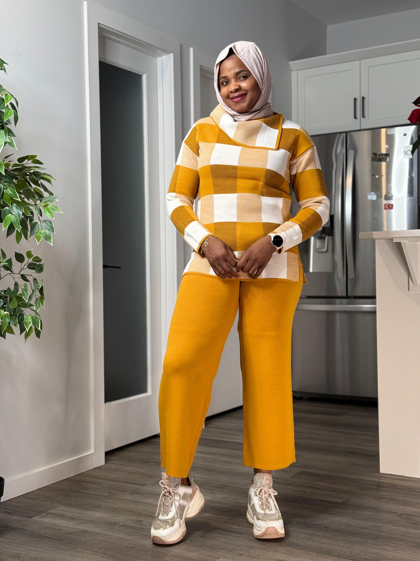 Checkered Co Ord Set - Mustard