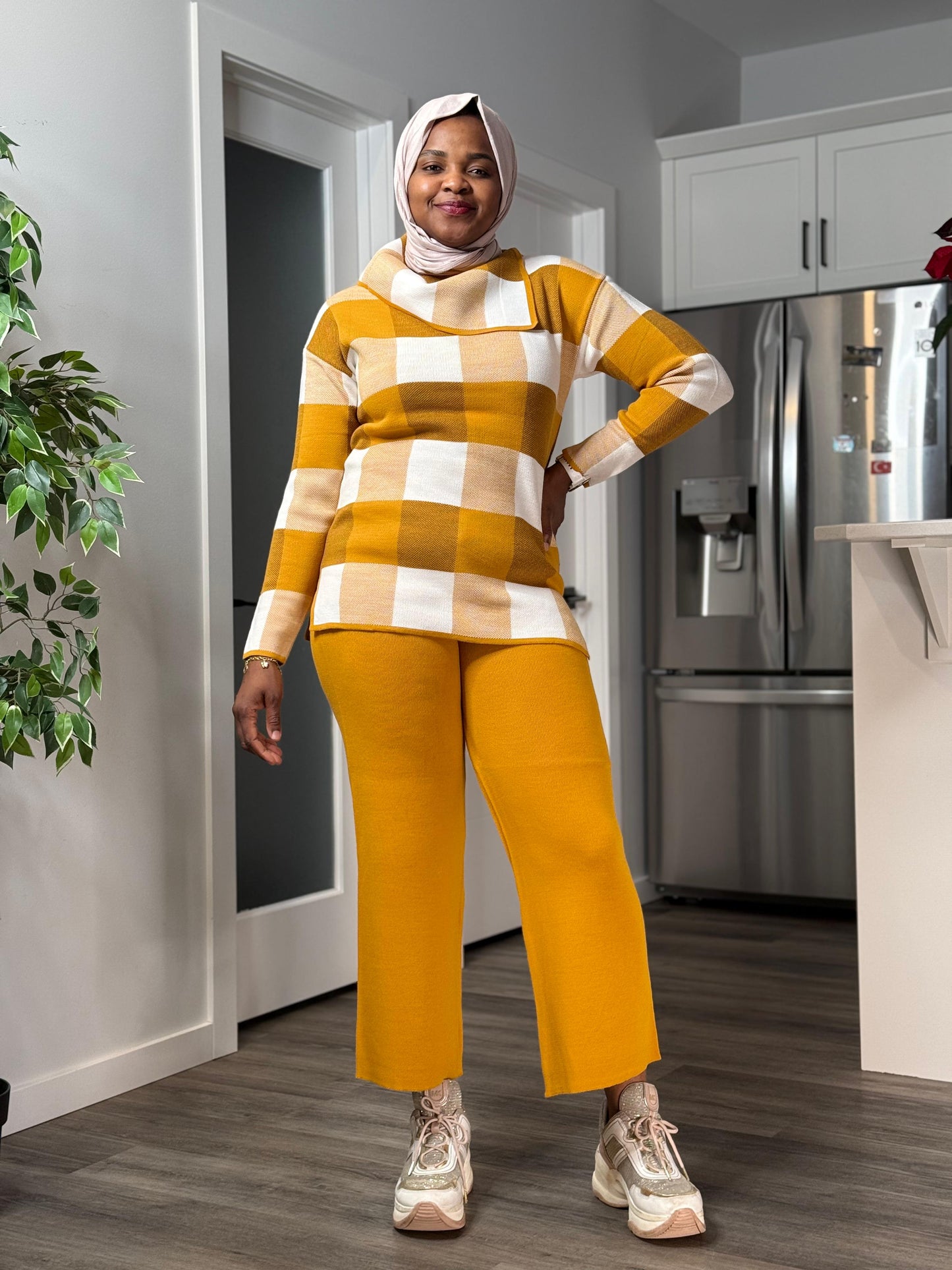 Checkered Co Ord Set - Mustard