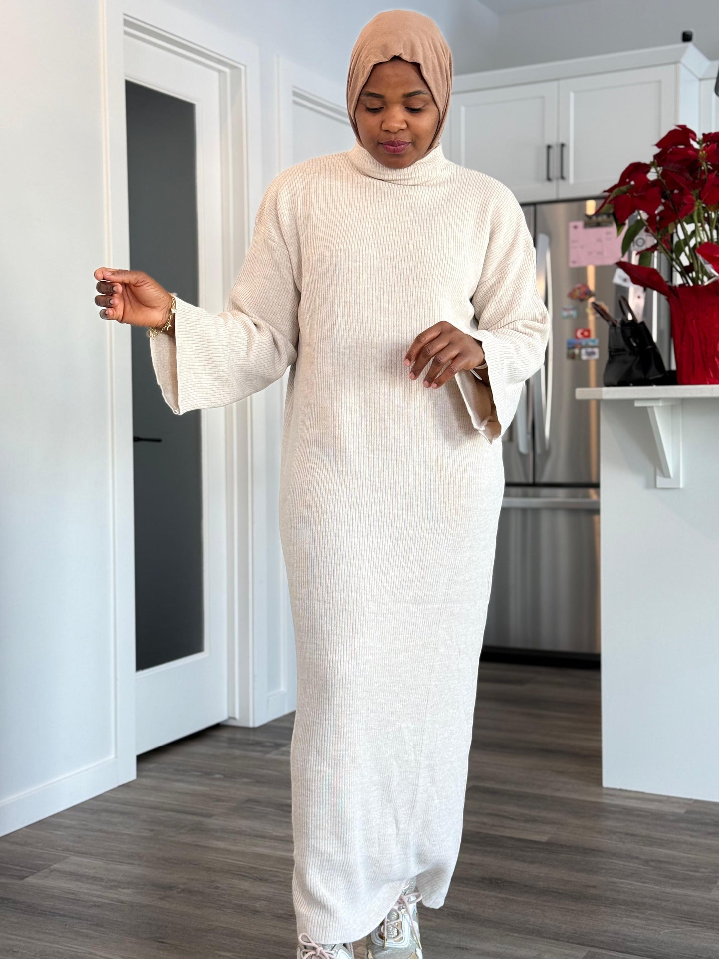 Free fit ribbed dress - Ivory