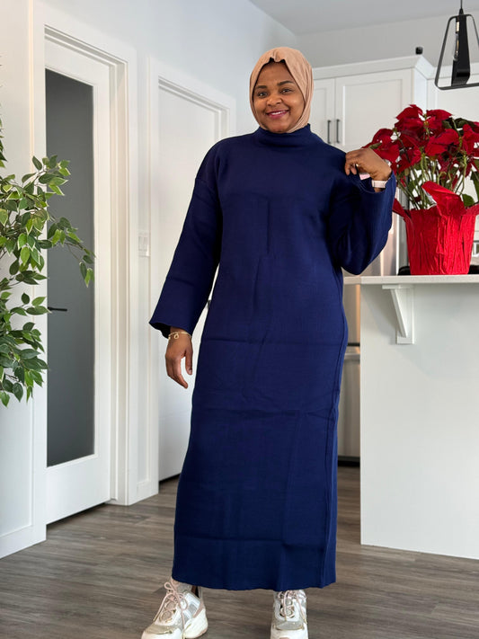 Free fit ribbed dress - Navy blue