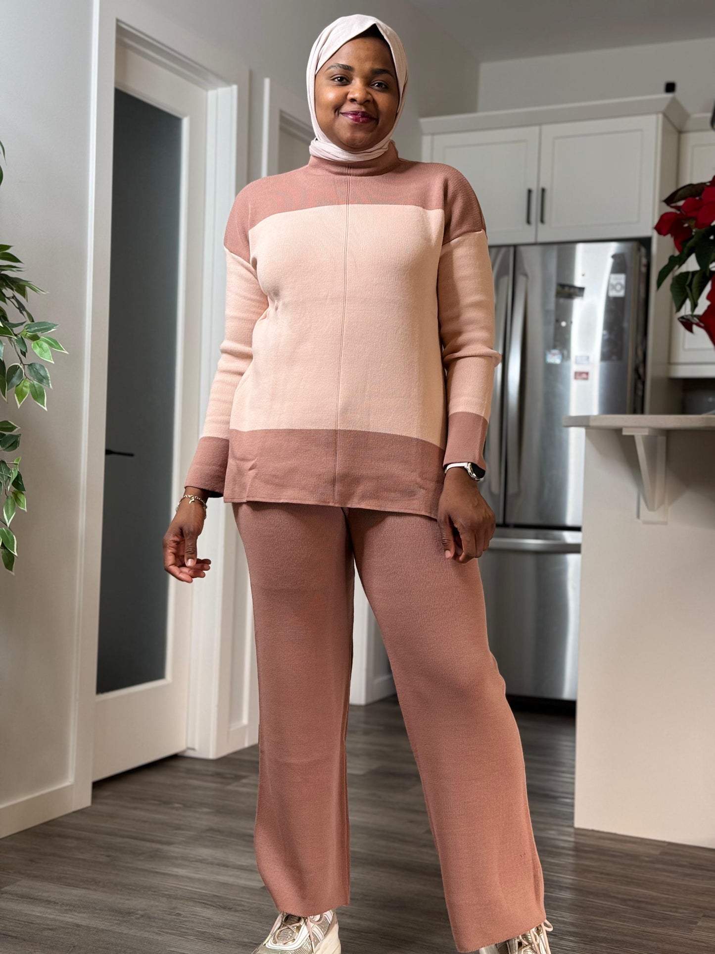 Two tone Co Ord Set - Dusty Pink mix